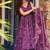 Wine purple printed pure muslin flared kurta set with palazzo pants and dupatta
