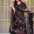 Elegant black floral printed pure muslin anarkali suit set with matching dupatta