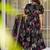 Elegant black floral printed pure muslin anarkali suit set with matching dupatta