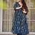 Elegant midnight blue floral pure muslin designer anarkali suit set