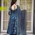 Elegant midnight blue floral pure muslin designer anarkali suit set
