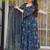 Elegant midnight blue floral pure muslin designer anarkali suit set