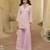 L pink georgette free size stitched suit with chikankari embroidery work