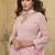 L pink georgette free size stitched suit with chikankari embroidery work