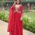 Red georgette readymade anarkali suit with zari & embroidery work