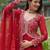 Red georgette readymade anarkali suit with zari & embroidery work