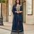 Navy vichitra silk readymade suit with thread embroidery work