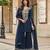 Navy vichitra silk readymade suit with thread embroidery work