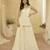 Off white georgette free size stitched suit with chikankari embroidery work