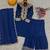 Navy vichitra silk readymade suit with thread embroidery work