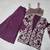 Purple chinon free size stitched 3 piece suit with dori embroidery work