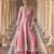 Pink silk readymade shrug suit with beads & embroidery work