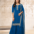 Blue dola silk semi stitched suit with embroidery & sequin  work