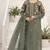 Mehendi silk semi stitched suit with embroidery & sequin  work