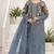 Blue silk semi stitched suit with embroidery & sequin  work