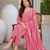 Crtx pink jaquard pure cotton kurti with dupatta and pant