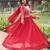 Red georgette readymade anarkali suit with zari & embroidery work