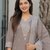Crtx light brown jaquard pure cotton kurti with dupatta and pant