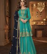 Blue georgette semi stitched suit with embroidery & sequin  work
