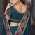 Teal blue heavy resham siroski stone work georgette designer saree