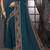 Teal blue heavy resham siroski stone work georgette designer saree