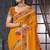 Mustard heavy resham siroski stone work georgette designer saree