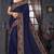 Navy blue heavy resham siroski stone work georgette designer saree