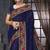 Navy blue heavy resham siroski stone work georgette designer saree