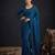Blue satin embroidered saree