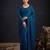 Blue satin embroidered saree