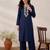 Blue embroidered rayon kurta set
