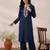 Blue embroidered rayon kurta set