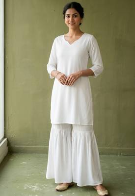 White rayon kurta set 1