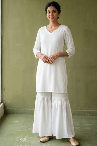 White rayon kurta set