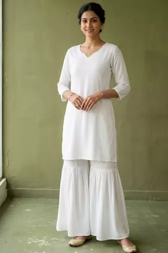 White rayon kurta set