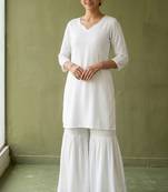 White rayon kurta set