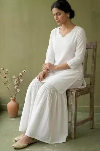 White rayon kurta set