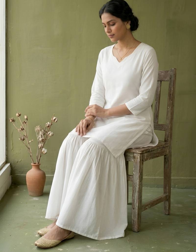 White rayon kurta set