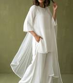 White rayon kurta set with dupatta