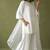 White rayon kurta set with dupatta