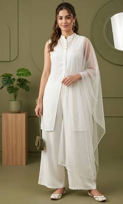 White rayon kurta set with dupatta 1