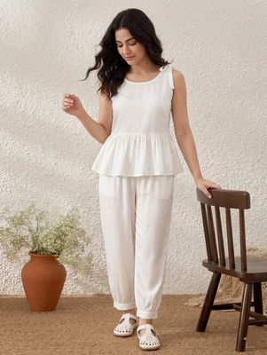 White rayon kurta set 1