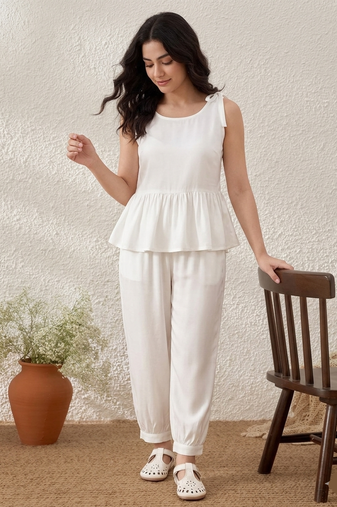White rayon kurta set