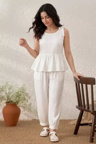 White rayon kurta set