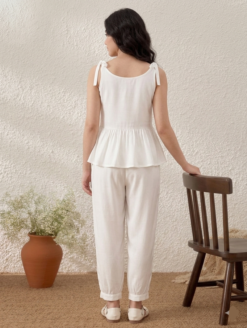 White rayon kurta set