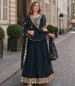 Navy georgette anarkali suit with embroidery & zari work