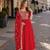 Red georgette anarkali suit with embroidery & zari work
