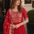 Red georgette anarkali suit with embroidery & zari work