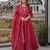 Red silk anarkali suit with embroidery & beats work