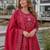 Red silk anarkali suit with embroidery & beats work